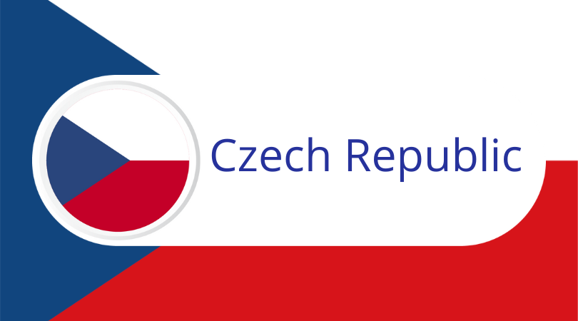 Stylized representation of the Czech flag with the text Czech Republic referring to the country profile and national legislation including PCN and UFI requirements